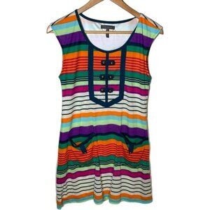 Gracia Dress Womens Small S Sleeveless Mini Shift Striped Multicolor Casual